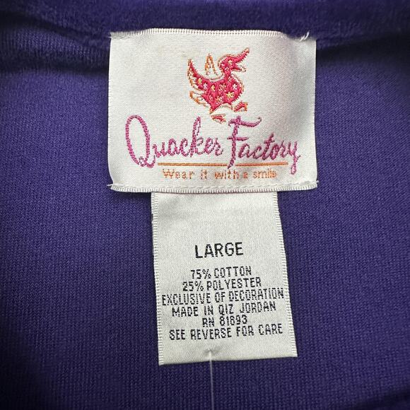 Quacker Factory Lounge Set Womens Large Purple Velour Rhinestone Cozy Pants - Picture 5 of 16